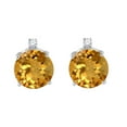 thumbnail image 3 of 7MM Round Shape Gemstone and Diamond Earrings In 14K White Gold, 3 of 5