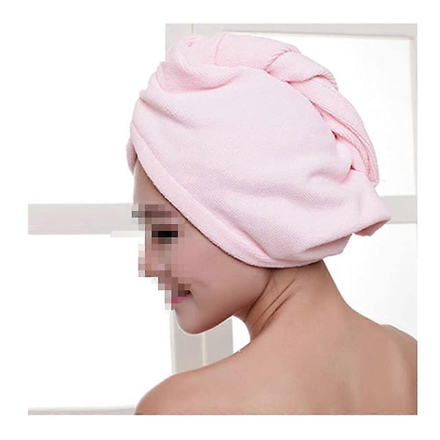 Toalla de microfibra para el cabello, turbante suave de secado rápido para mujeres y niñas, rosa, 60x20cm