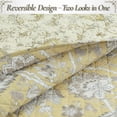 thumbnail image 4 of Cozy Line Home Fashions Flaxen Yellow Tan Brown Floral 3 Piece Cotton Quilt Bedding Set, 4 of 8