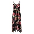 thumbnail image 3 of Women Sexy Sling Dress Floral Printed Off Shoulder Holiday Dress Sleeveless V-Neck Swing Beach Party Princess Dress, 3 of 4