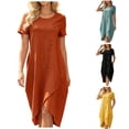 thumbnail image 1 of Sentmoon Robe Fluide Robes Maxi Été 2026 Couleur Unie Manches Courtes Coupe Régulière Robe de Fête avec Poches pour Intérieur et Extérieur S-TTG, 1 of 9