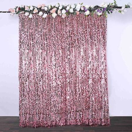 Efavormart 8ft x 8ft Pink Big Payette Sequin Curtains Photo Booth Backdrop with Rod Pocket Photo Booth Backdrops Photography Background Drapes for Birthday Wedding Party