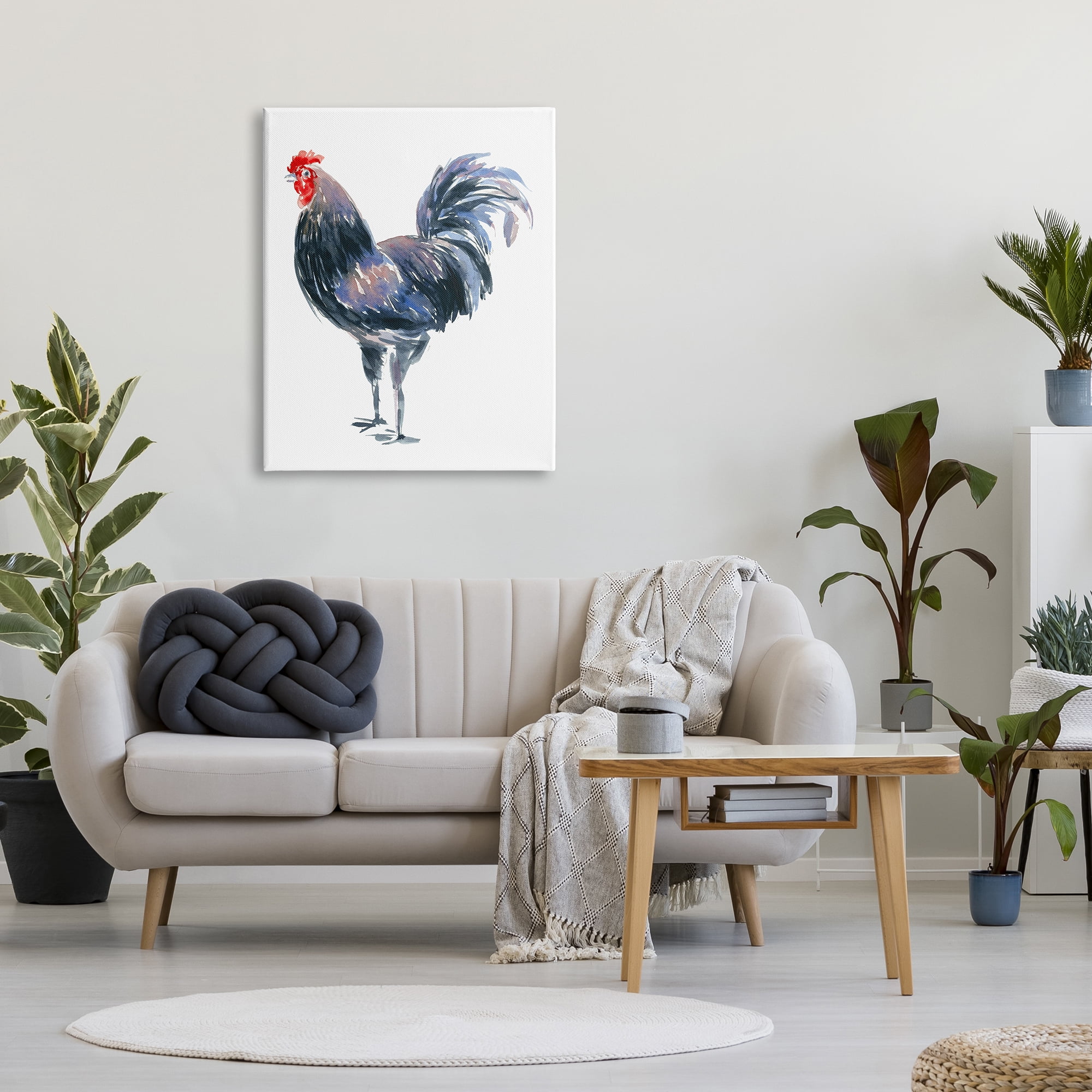 Stupell Industries Rooster Portrait on White Animals & Insects Painting Gallery Wrapped Canvas Print Wall Art, 30 x 40