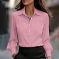 thumbnail image 2 of Aezemi Women Button down Office Blouses Collared Long Sleeve Dressy Fashion Work Casual Shirts Womens Fall Spring Business Casual Trendy Tops XXL, 2 of 7