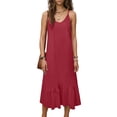 thumbnail image 4 of Vestido Largo de Hombro sin Mangas Cómodo sin Mangas Vestido Sólido de Cuello Redondo para Verano Y Primavera Vestido Casual Pantalones para Mujeres, 4 of 7