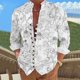 thumbnail image 3 of Camisas De Vestir Para Hombre 5xl Camisa de manga larga con estampado digital 3D y soporte con botones sueltos para hombre, vacaciones, playa, ocio (White, L), 3 of 4