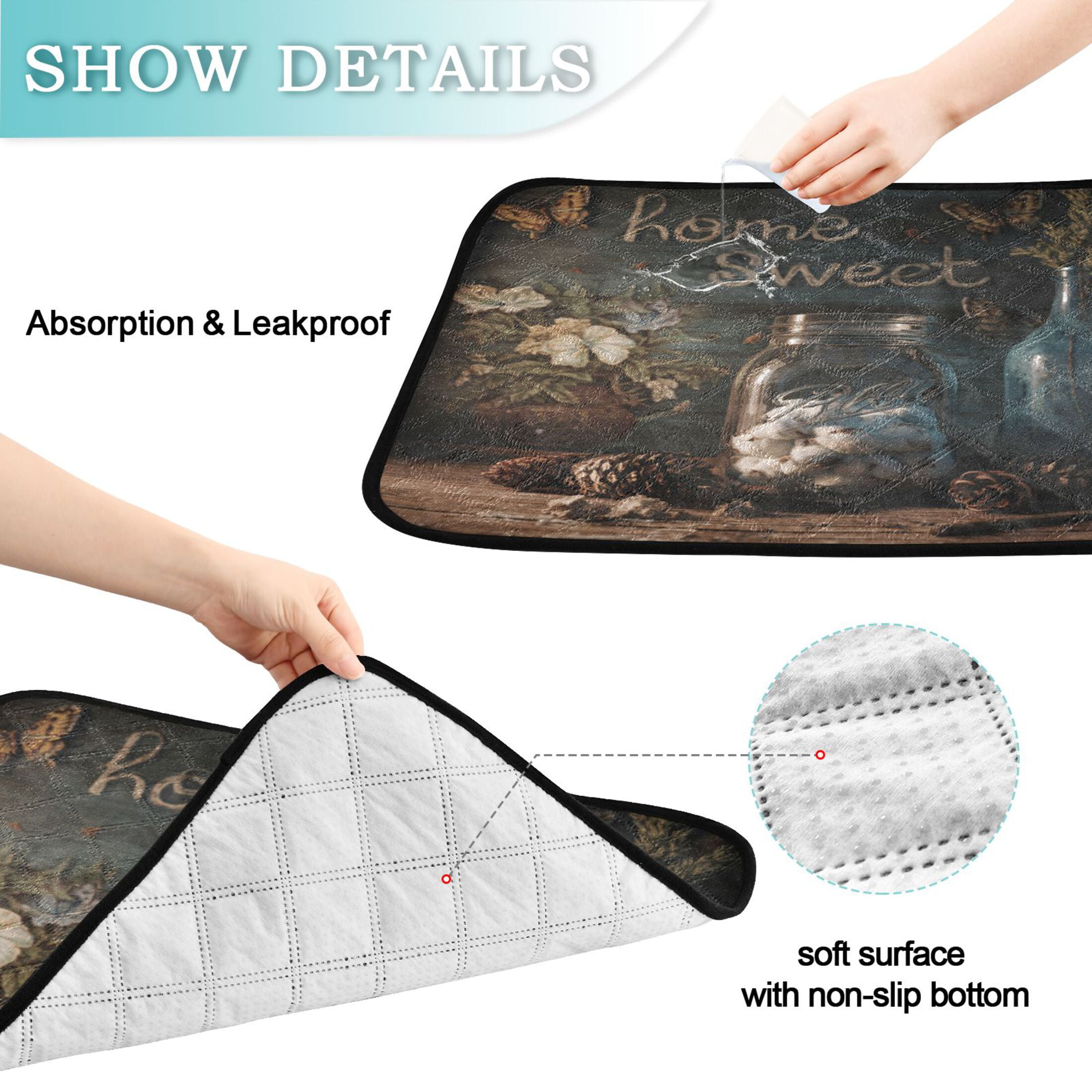 Qxltty Home Sweet Cat litter Pads Pet Set of 2 Diaper Mats Center Anti-leakage Layer Absorbent Soft and Comfortable