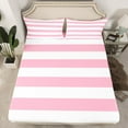 thumbnail image 7 of Feelyou White Pink Stripes Queen Sheet Sets, Chic Geometric Flat Sheet, Abstract Ombre Queen Fitted Sheet, Lightweight Room Decor,4-Piece, 7 of 7