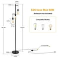 thumbnail image 4 of Industrial Floor Lamp for Living Room, 3 Floor Lamp Hanging Bubble Glass Shade, 4 of 7