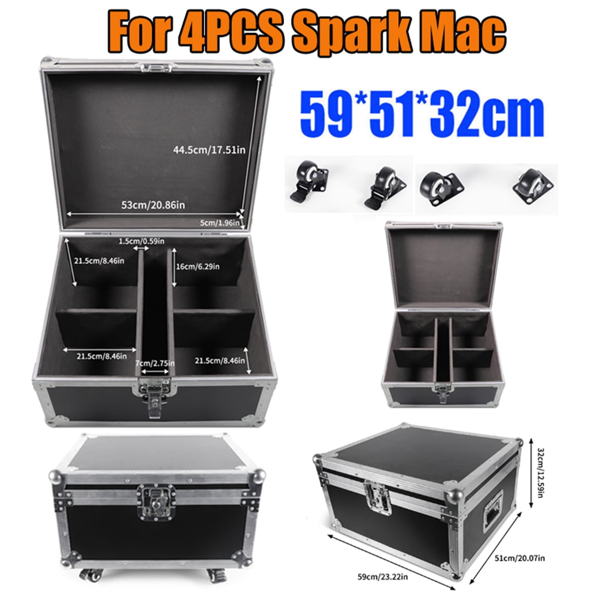 JAJALUYA Premium Leather 4-Piece DJ/Stage Case - DMX Cold Spark Machine Protective Storage