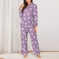 thumbnail image 2 of Fotbe Purple Butterflies Floral Conjunto de Pijama de Manga Larga para Mujer con Estampado, Ropa de Dormir de 2 Piezas, Conjunto de Casa Suave y Cómodo con Bolsillos-Small, 2 of 7