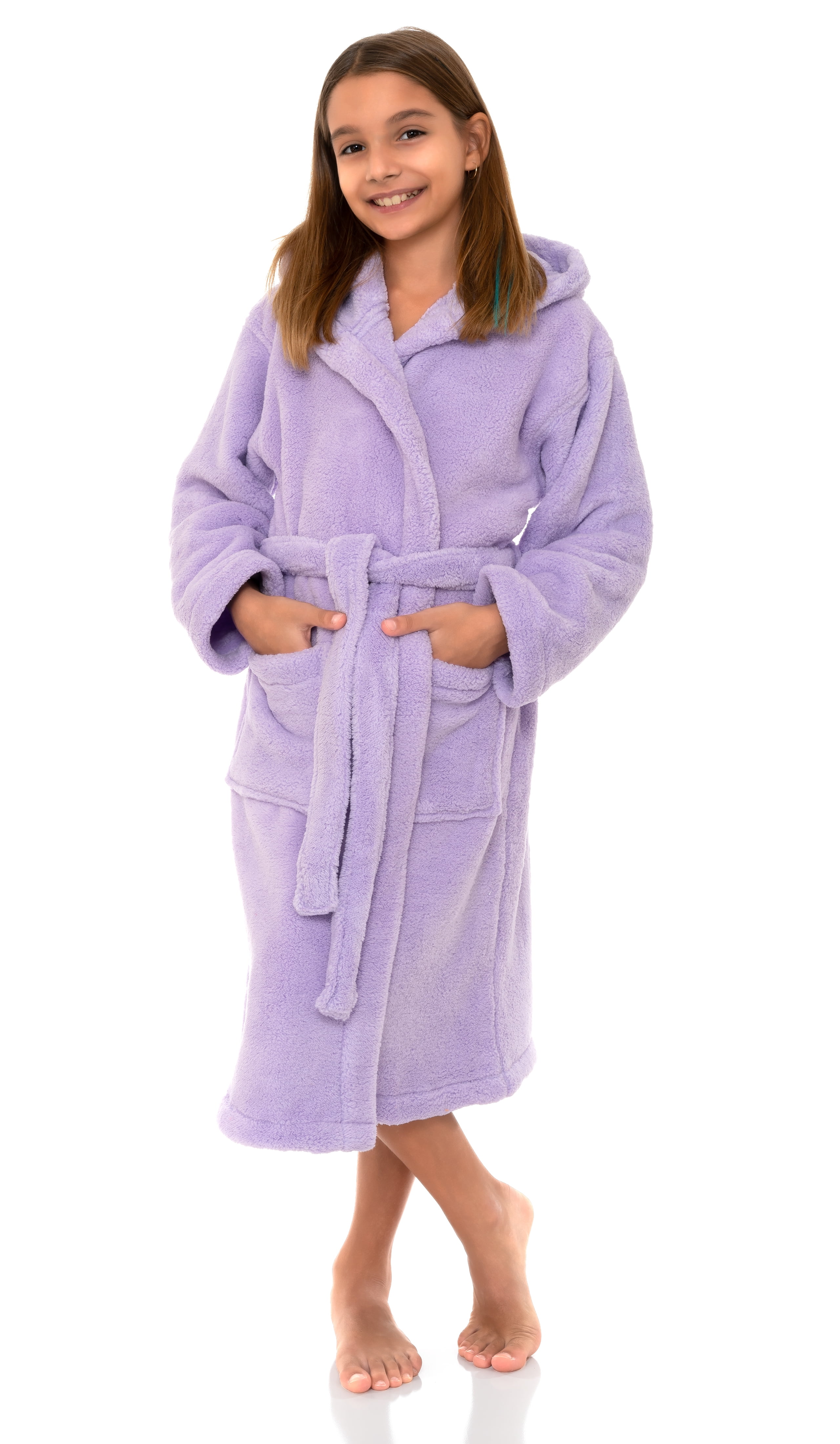 TowelSelections Little Girls’ Robe, Kids Soft Plush Hooded Fleece