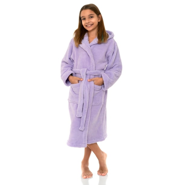 TowelSelections Little Girls’ Robe, Kids Soft Plush Hooded Fleece
