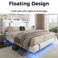 thumbnail image 3 of NEGYLIM Floating Bed Frame Queen Size with LED Lights, Easy to Assemble, Metal Platform Bed with Storage Headboard, No Box Spring Needed, White, 3 of 14