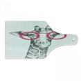thumbnail image 1 of Funny Cutting Board, Hipster Animal Retro Fashion Round Glasses Summer Time Love Hand Drawn Style, Decorative Tempered Glass Cutting and Serving Board, Wine Bottle Shape, White Pink, by Ambesonne, 1 of 1
