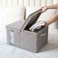 thumbnail image 4 of Foldable Fabric Storage Bin with Double-Open Lid, Decorative Storage Box with Transparent Window, Gray Closet Organizer, Ex-Large, 21.2" x 15.7" x 11.8", Gray, 4 of 8