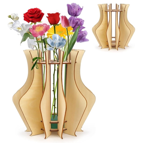 Florero, ramo, soporte de exhibición, rompecabezas de madera para el hogar, soporte para jarrón, decoración de oficina, flores transfronterizas