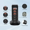 thumbnail image 6 of QinYing 6 Port Desktop Fast Charger, Multi Device USB Charging Station with lphone, Tablets Black, 6 of 7