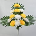 thumbnail image 5 of Artificial Fan Chrysanthemum Flowers, 2 Bundles Lifelike 12 Heads Silk Flowers for Cemetery Decor, Memorial Grave Arrangements, No Maintenance Tomb Decorations, 5 of 6