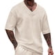thumbnail image 2 of Ceisia Men's Casual V-Neck Textured Knit T-Shirt | Loose Fit Short Sleeve Solid Color Top Gifts, 2 of 7
