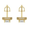 thumbnail image 4 of 2.44 ct Screw-Back Stud Earrings for Women | 7x5mm Emerald Cut Moissanite | 14K Yellow Gold, 4 of 5