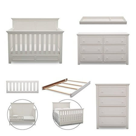Simmons Kids Oakmont 6 Piece Nursery Furniture Set Convertible Crib Simmons Kids Oakmont 6 Piece Nursery Furniture Set Convertible Crib Dresser Chest