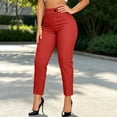 thumbnail image 4 of Dress Pants for Women High Waist Straight Leg Loose Cropped Trousers with Pockets Business Casual Pants Work office Commute Outfit Red, 4 of 5