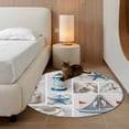 thumbnail image 3 of Round Area Rug 4 Ft, Blue Oceans Beach Washable Non-Slip Circle Carpet for Living Room/Bedroom, Nautical Coastal Starfish Seashell Low-Profile Crawling Mats Collection Rugs for Indoor, 3 of 7