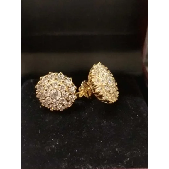 2Ct Round Cut Lab-Created Cluster Stud Earrings 14K Yellow Gold Plated