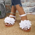 thumbnail image 4 of Modisza Flower Flat Sandals for Women with Elastic Ankle Strap Ladies Casual Walking Slide Shoes for Summer Vacation size 7.5 White, 4 of 7