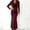 *Wine, variant on ClodeEU Women's Cowl Neck Long Sleeve Maxi Dress ,Pleated Slim Fit Evening Gown Black,Womens Plus L