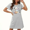 thumbnail image 4 of Sakmal Halloween House Dress for Women Cute Sleepshirt Short Sleeve Ghost and Pumpkin Print Gray Nightgowns, 4 of 5