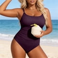 thumbnail image 4 of PMVFHDE One Piece Swimsuit Women Ribbed Casual Pleated Plus Size Monokini With Bathing Suit Design For Beach Pool, 4 of 5