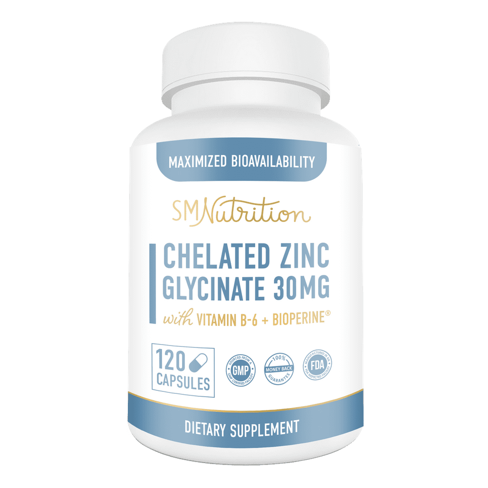 Zinc Glycinate Chelate 30 mg Supplement (120 Capsules) TRAACS Chelated