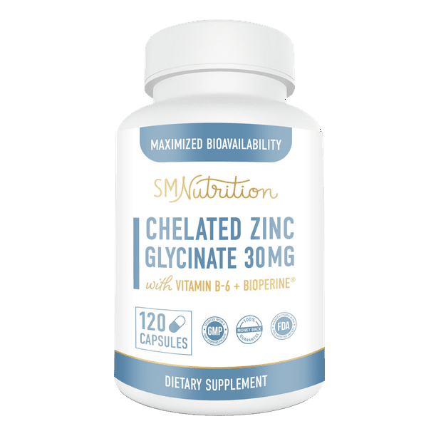 Zinc Glycinate Chelate 30 mg Supplement (120 Capsules) TRAACS Chelated