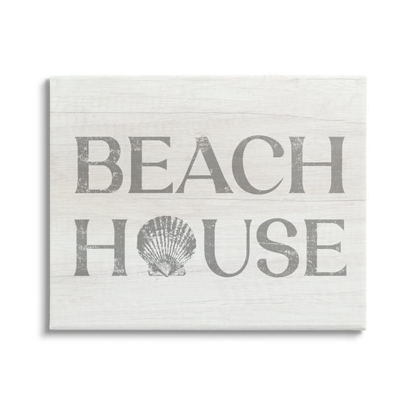 Stupell Industries Beach House Text Vintage Clam Seashell Motif Canvas Wall Art, 30 x 24, Design by Lil' Rue