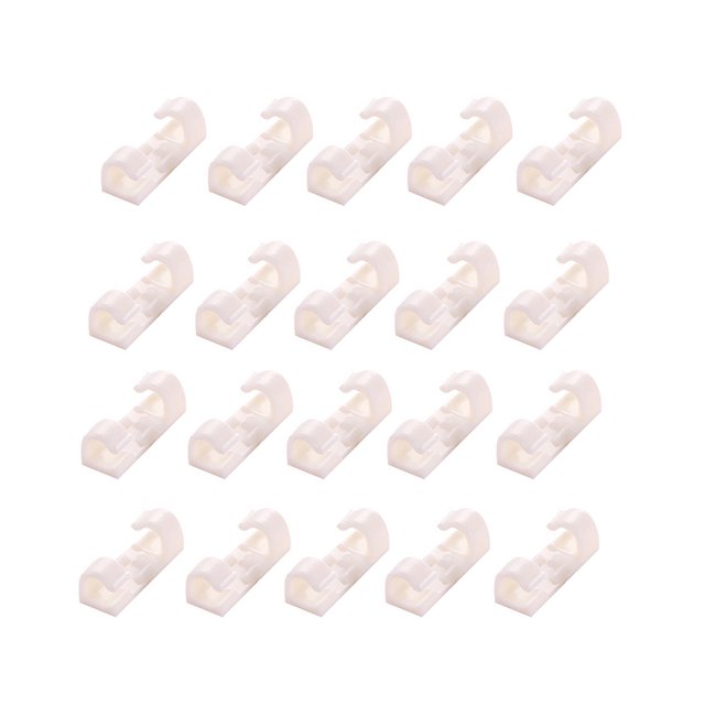 20Pcs Self-Adhesive Network Charge Cable Clip Wire Organizer Fixer Holder Clamp-White Big