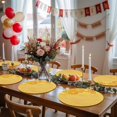 thumbnail image 5 of Yellow Golden Floral Round 13 Inch Placemats Set of 6, Spring Summer Shiny Flowers HeatResistant Non Slip Place Mats for Dining Table, Wipeable Braided Kitchen Table Mats for Housewarming, 5 of 9