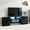Black, variant on Modern TV Stand with 2 Illuminated Glass Shelves, Unique Shape TV Cabinet Entertainment Cente Media Console Table with LED Color Changing Lights