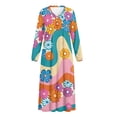 thumbnail image 5 of SEANATIVE Women's Sleepshirts Long Sleeve Cozy Button Front Nightshirt Long Length Pajama Dress Night Gown for Sleep Bedtime Home Relaxation, 2XL, Groovy Hippie Flower Daisy, 5 of 7