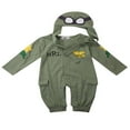 thumbnail image 1 of Infant Boys Little Pilot Costume Army Green Long Sleeve Rompers, 1 of 6