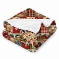 thumbnail image 2 of SPXUBZ Soft Warm Cozy Country Farmhouse Animals Red Plaid Quilt Flannel Throw Blanket For Bed Couch Sofa Rustic Decor Gift, 2 of 3