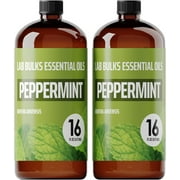 LAB BULKS ESSENTIAL OIL Lab Bulks Peppermint Essential Oil 16 oz Bottle, for Diffusers, Home Care, Candles, Cleaning, Spray 2 Pack