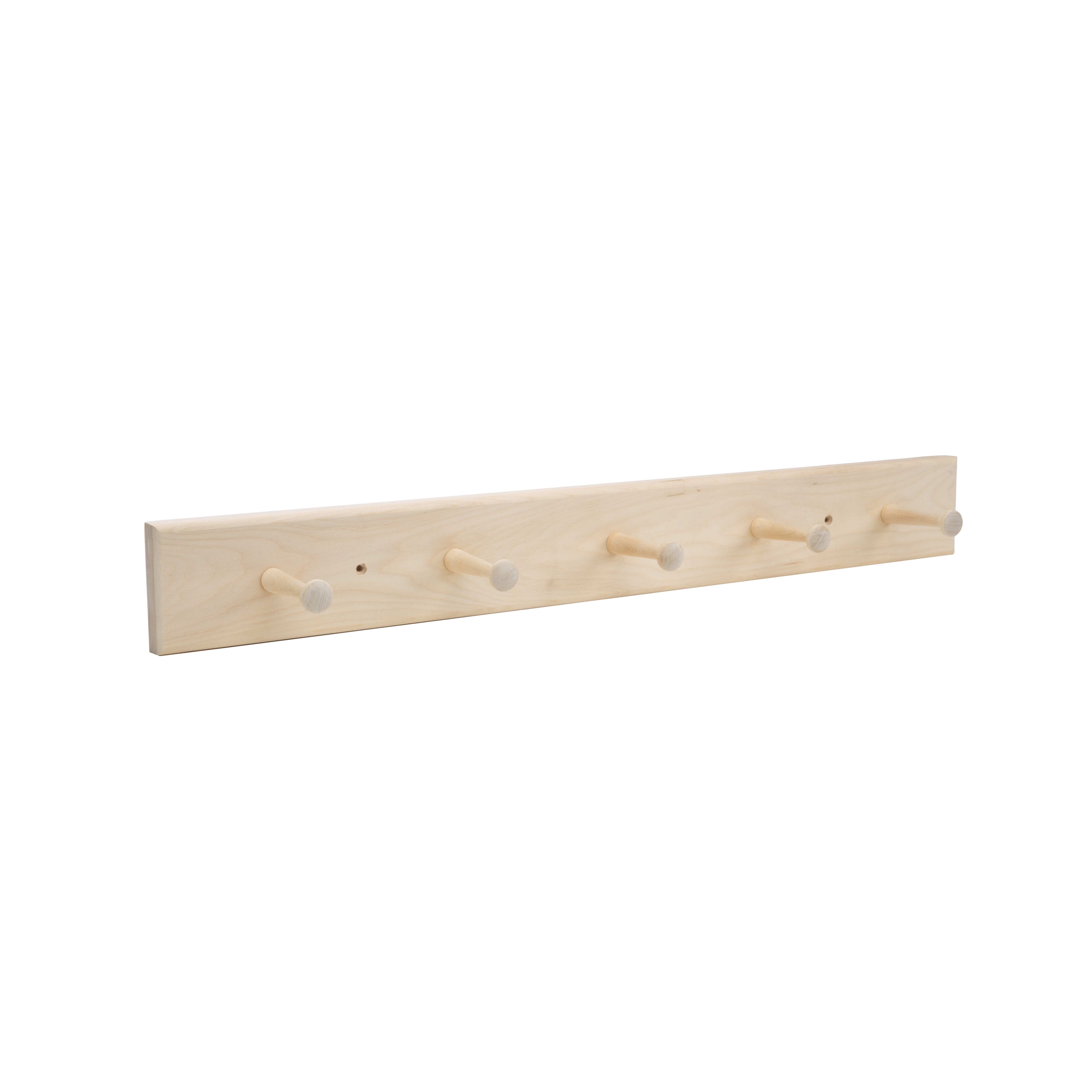 Mainstays 27 in. Wall Mounted Unfinished Wood Hook Rack, 5 Pegs