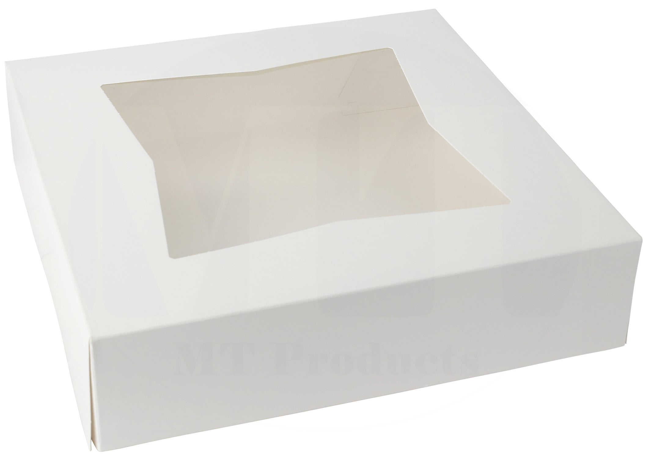 Pie Bakery Box 8" x 8" x 2 1/2" White Auto-Popup with a Window 10 Pieces 