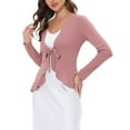 thumbnail image 4 of Allegra K Women's Dressy Cardigan Sweaters Tie Front Draped Ruffle Knit Cardigans M Dark Pink, 4 of 7