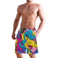 thumbnail image 2 of Dailycode Men's Quick Dry Swim Trunks Beach Shorts Casual Summer Board Shorts with Pockets, Girls Face Graffiti, 2 of 8