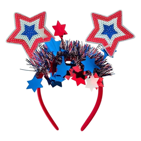 Barrettes Blue White And Red Sequined Five Pointed Star Lace Headband Party Accessories for