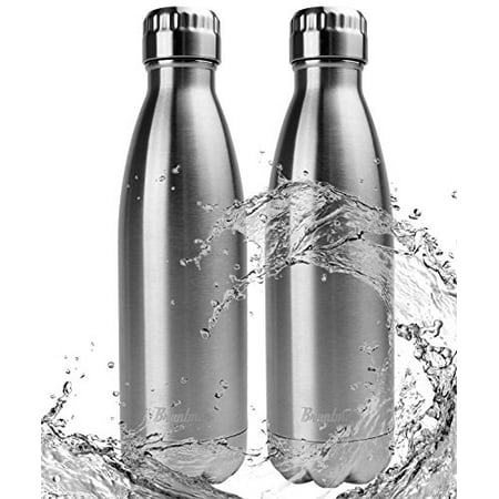 Bruntmor, 17 oz Double Wall Vacuum Insulated 18/10 Stainless Steel Water Bottle Cola Thermos Bottle Keeps cold up to 24 hours & hot up to 12 hours, Set of (Best Flask For Hot Water)