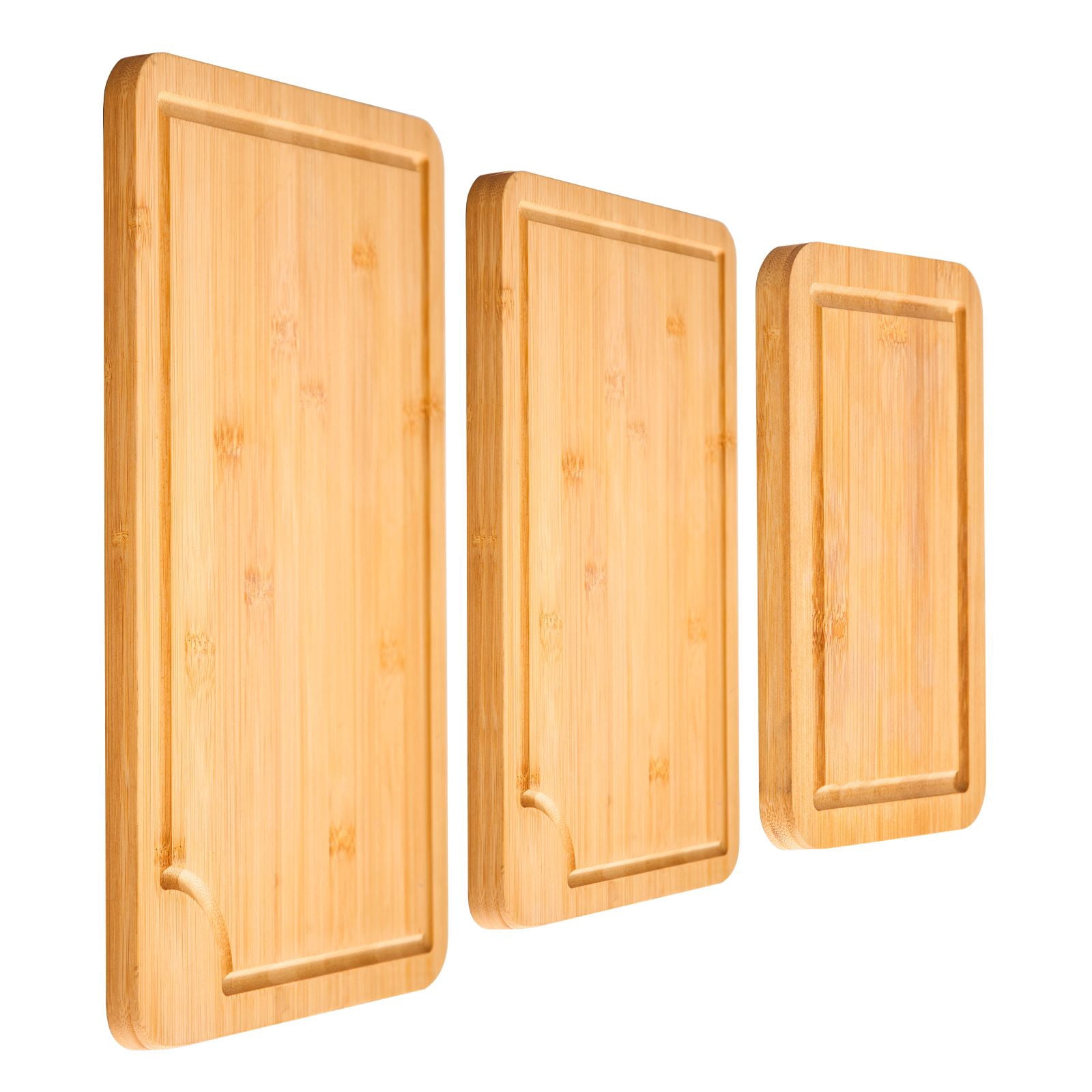 Cutting Board, 3 Pieces, Versatile Bamboo Cutting Board with Food-Grade Oil and Juice Groove,Sturdy & Durable Chopping Board with Built-in Handle, Fit for Display, Chopping & Serving